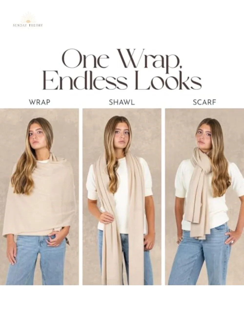Luxury Cashmere Wool Blend Wrap Shawl - Large 78x27, Soft & Travel